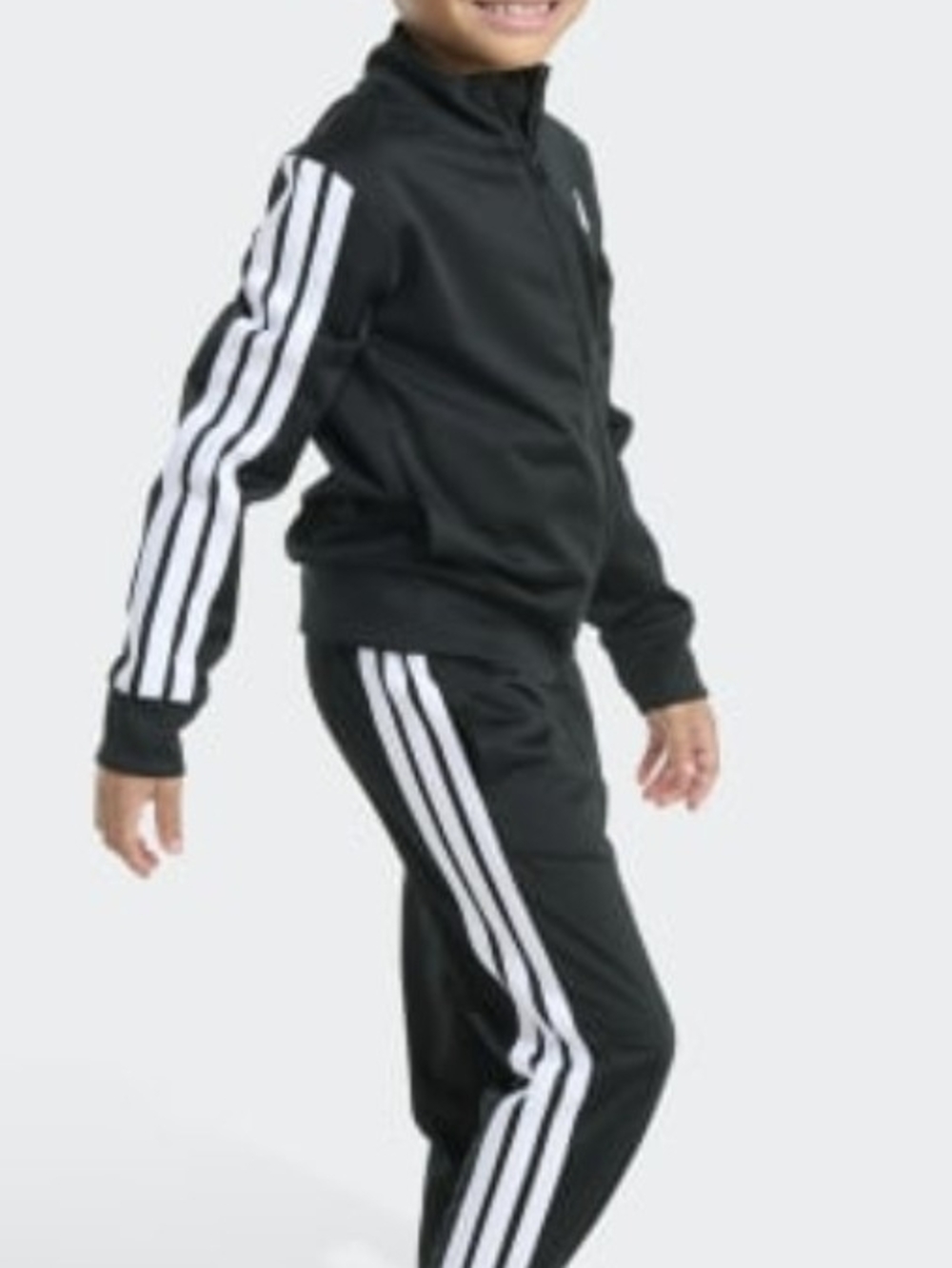 adidas Kids Black Track Suit with White 3-Stripes